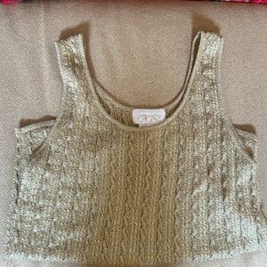 Gold Cache sleeveless top with metallised yarn running through it Size M
